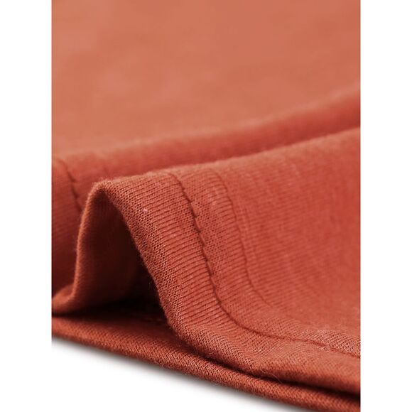 Plus Size Tshirt Women Casual Tops Button Front Long Sleeve Tee Top Orange - Picture 5 of 6